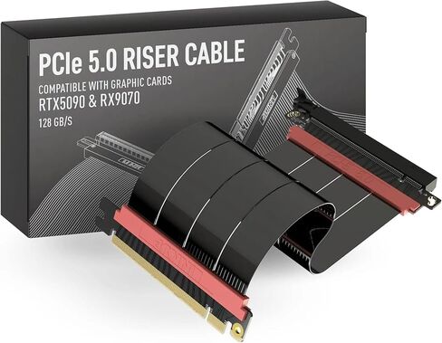 Linkup - AVA5 PCIe 5.0 Riser Cable | RTX5090 RX9070 GPU جاهزة | X16 128GB/S السرعة | متوافق مع PCIe 4.0 | مصمم لحالة ITX Mini | 20 سم عكسي 20 سم (إجمالي الطول 22 سم) in Saudi Arabia