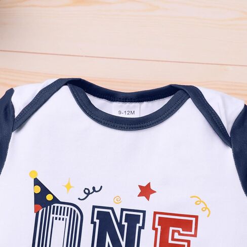 AWIBMK Baby Boy 1st Birthday Outfits Baseball One Year Old Cake Smash Outfit Photoshoot Long Sleeve Romper Shorts Set in Saudi Arabia