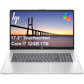HP 17 inch Touchscreen Laptop (17.3" HD+, Intel 10-Core i7 150U (> Ultra 5 125U), 32GB RAM, 1TB SSD) for Business, Home, Students, Narrow Bezel, Webcam, Fast Charge, Wi-Fi 6, Win 11 Home w/Copilot in Kuwait