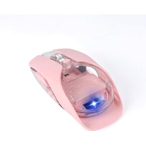 Wireless Bluetooth Mouse,Rechargeable BT & 2.4G Dual Mode Transparent Magnetic Shell Design Portable Optical Mouse with 5Adjustable Resolution,7 RGB Light Gaming Mice for Laptop/PC/Tablet/MacBook-pink in Kuwait