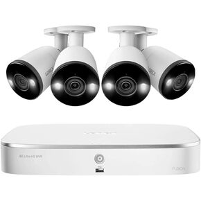 نظام Lorex Fusion 4K 16 قناة (8 سلكية + 8 Wi-Fi) سعة 2 تيرابايت NVR مع 4 كاميرات رصاصة تتميز بالردع الذكي وصوت ثنائي الاتجاه in Kuwait