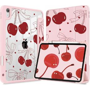 for iPad A16 11 Inch 2025 /for iPad 10th Generation 10.9 Inch 2022 Bows iPad Case with Pencil Holder-[Auto Wake/Sleep], Trifold Stand Soft TPU Protective Cover, Cute Pink Bows in Saudi Arabia