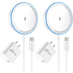 2 Pack Magnetic Wireless Charger 15W Fast Charging Pad with USB C 20W PD Plug Block Adapter Compatible with Apple iPhone 17/16/15/14/13/12 Pro/Plus/Pro Max/AirPods3/2/Pro 2 5FT in Saudi Arabia