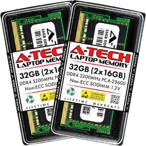 مجموعة A-Tech 32 جيجابايت (2 × 16 جيجابايت) ذاكرة الوصول العشوائي لـ MSI Katana GF66 12UE، GF66 12UGS، GF76 (12th Gen Intel، DDR4)، GF76 11UG، GF76 12SC، GF76 12UE، GF76 12UG | ترقية ذاكرة DDR4 3200 ميجا هرتز PC4-25600 SODIMM غير متوافقة مع نظام تصحيح الأ in Kuwait