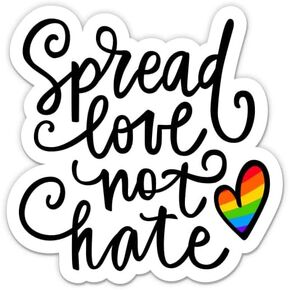 ملصقات Spread Love Not Hate - عبوتان - فينيل مقاوم للماء للسيارة، والهاتف، وزجاجة المياه، والكمبيوتر المحمول - ملصقات على شكل قلب علم قوس قزح (عبوتان) in Kuwait