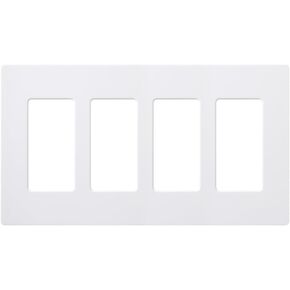 Lutron Claro Light Switch Cover Plate, 4 Gang Wallplate, for Decorator Light Switches, Rocker Light Switch Cover, Outlet Cover, Screwless Switch Plate Cover, Gloss, CW-4-WH, White in Kuwait
