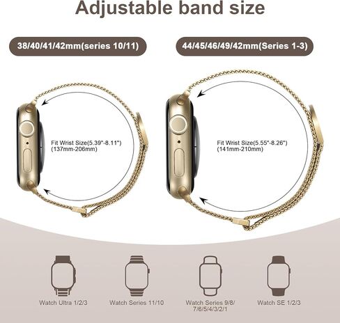 MANLENO Stainless Steel Mesh Milanese Band Compatible with Apple Watch 38mm 40mm 41mm 42mm 44mm 45mm 46mm 49mm - Magnetic Closure Metal Strap for iWatch Series 11/10/9/8/7/6/5/4/3/2 in Kuwait