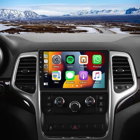 راديو ستيريو للسيارة 10 بوصات Android 14 لسيارة Jeep Grand Cherokee 2011-2013، راديو بشاشة تعمل باللمس مع Carplay Android Auto GPS SWC Bluetooth WiFi FM RDS DSP Mirror Link Split Screen MIC كاميرا احتياطية in Saudi Arabia