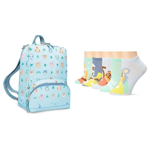 Animal Crossing & Nintendo Womens Animal Crossing 5 Pack No Show Casual Sock, Blue Turq Multi, 9 11 US in Kuwait