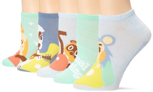 Animal Crossing & Nintendo Womens Animal Crossing 5 Pack No Show Casual Sock, Blue Turq Multi, 9 11 US in Kuwait