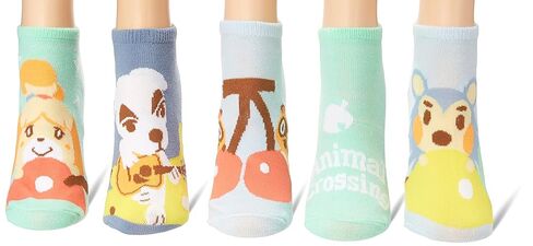 Animal Crossing & Nintendo Womens Animal Crossing 5 Pack No Show Casual Sock, Blue Turq Multi, 9 11 US in Kuwait