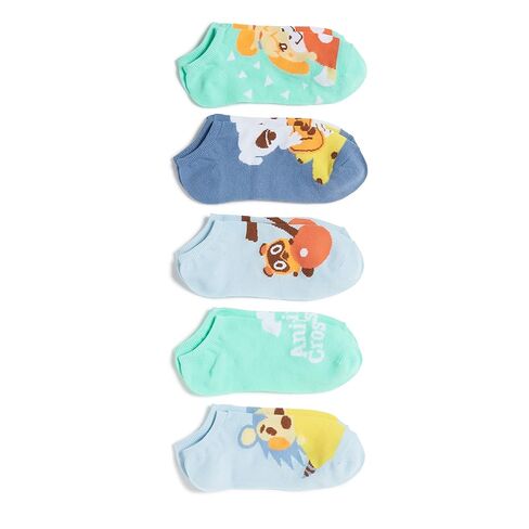 Animal Crossing & Nintendo Womens Animal Crossing 5 Pack No Show Casual Sock, Blue Turq Multi, 9 11 US in Kuwait