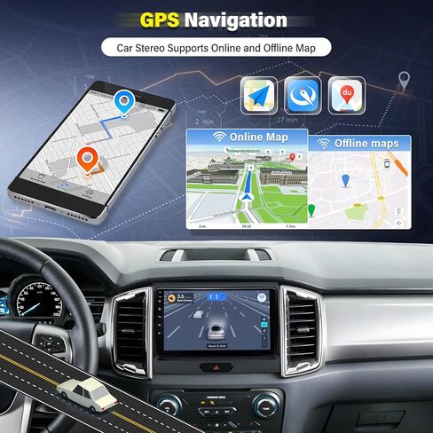 4+64 جيجا 9 بوصة راديو ستيريو للسيارة رينجر 2016-2019 2018 2017 مع وحدة ملاحة GPS مع واي فاي، مشغل موسيقى بلوتوث، مشغل سيارة أندرويد 14، وصلة مرآة تلقائية مع كاميرا AHD in Saudi Arabia