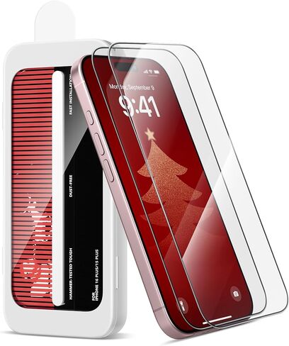 SURITCH 2-Pack for iPhone 16 Pro Max Tempered Glass Screen Protector, 9H+ Hardness, HD Clear, Fingerprint Resistant, Military-grade Shatterproof Glass Film with Installation Tool for Christmas in Saudi Arabia