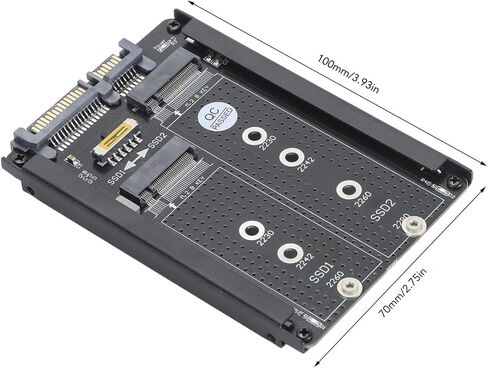 بطاقة SSD مزدوجة NGFF B M Key M.2 SSD، واجهة III 6Gbps 2.5 بوصة HDD مع دعامة إطار، لـ 2230 2242 2260 2280 M.2 SSD in Kuwait