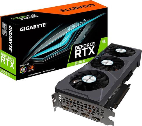 GIGABYTE GeForce RTX 3070 Ti Eagle 8G Graphics Card, WINDFORCE 3X Cooling System, 8GB 256-bit GDDR6X, GV-N307TEAGLE-8GD Video Card in Saudi Arabia
