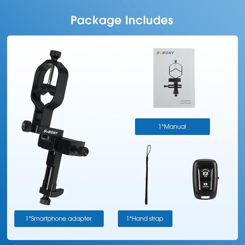 SVBONY SV214 Pro Universal Phone Adapter for Telescope, Spotting Scope Binoculars, 3-Axis Adjustable Phone Holder Bundle with 4mm Telescope Eyepiece Wide Angle, for Astronomy Mobile Photography in Saudi Arabia