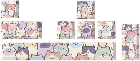 LYCHEEGAMI PBT keycap Cartoon Anime Cherry 5-Side Dye Sublimation ESC Large Keys Enter 6.25u Space Bar Supplement Mechanical Keyboard Replacement keycap for TTC Cherry Switch (Cute Cat-8 Pieces) in Saudi Arabia