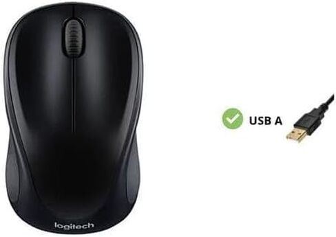 ماوس لاسلكي لوجيتك M317، 2.4 جيجا هرتز مع جهاز استقبال USB، تتبع بصري 1000 نقطة في البوصة، بطارية لمدة 12 شهرًا، متوافق مع أجهزة الكمبيوتر الشخصية، ماك، الكمبيوتر المحمول، كروم بوك - أسود (متجدد) in Kuwait