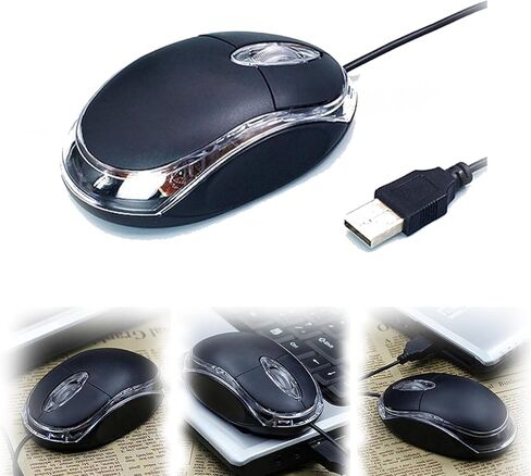 Mini Optical Mouse with Ergonomic Design, 2.4GHz USB Optical 3-Button Mouse Scroll Wheel, for Laptops and PCs, Office and Home, School, Compact Click Precision Mice(Black in Saudi Arabia