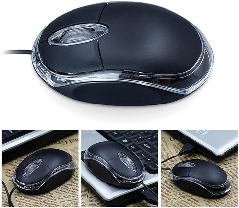 Mini Optical Mouse with Ergonomic Design, 2.4GHz USB Optical 3-Button Mouse Scroll Wheel, for Laptops and PCs, Office and Home, School, Compact Click Precision Mice(Black in Saudi Arabia