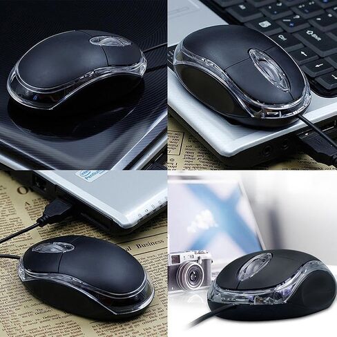 Mini Optical Mouse with Ergonomic Design, 2.4GHz USB Optical 3-Button Mouse Scroll Wheel, for Laptops and PCs, Office and Home, School, Compact Click Precision Mice(Black in Saudi Arabia