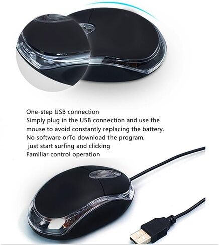 Mini Optical Mouse with Ergonomic Design, 2.4GHz USB Optical 3-Button Mouse Scroll Wheel, for Laptops and PCs, Office and Home, School, Compact Click Precision Mice(Black in Saudi Arabia