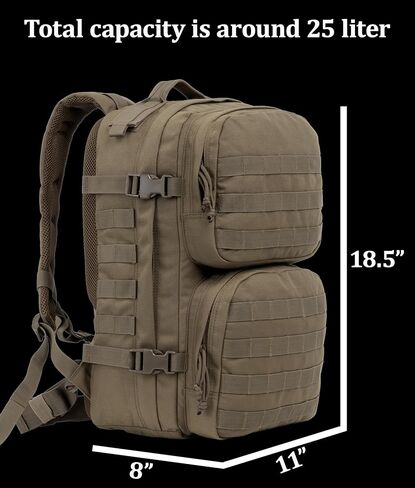 حقيبة الظهر التكتيكية العسكرية مجموعة الحبال EDC Daypack حقيبة مول للتخييم والتنزه والصيد والسفر 25L in Kuwait