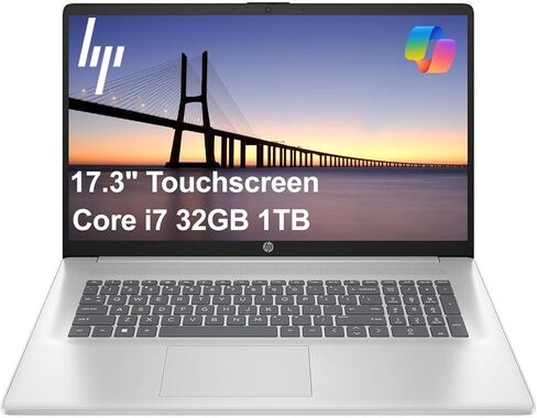 HP 17 inch Touchscreen Laptop (17.3" HD+, Intel 10-Core i7 150U (> Ultra 5 125U), 32GB RAM, 1TB SSD) for Business, Home, Students, Narrow Bezel, Webcam, Fast Charge, Wi-Fi 6, Win 11 Home w/Copilot in Kuwait