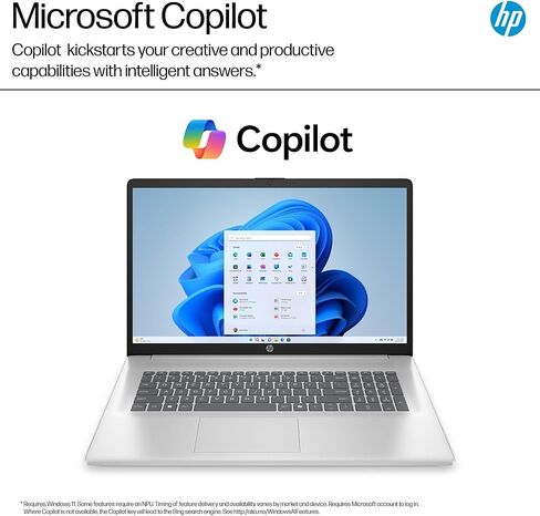 HP 17 inch Touchscreen Laptop (17.3" HD+, Intel 10-Core i7 150U (> Ultra 5 125U), 32GB RAM, 1TB SSD) for Business, Home, Students, Narrow Bezel, Webcam, Fast Charge, Wi-Fi 6, Win 11 Home w/Copilot in Kuwait