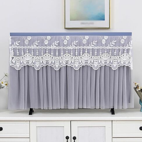 Indoor Television Dust Proof Cover Lace, Lace TV Screen Protector Cloth, Antistatic Television Monitors Dust Proof Cover, Gauze Lace Tv Cover(Color:Color4,Size:57-60inch) in Saudi Arabia