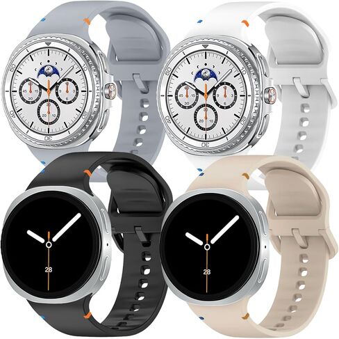 4 Pack Silicon Bands Compatible with Samsung Galaxy Watch 8 40mm 44mm 8 Classic 46mm Watch Bands, Soft Silicone Sport Replacement Watch Bands for Samsung Galaxy Watch 8/8 Classic for Women Men in Saudi Arabia