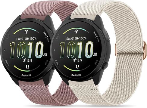 2 حزمة من أحزمة الساعة المصنوعة من النايلون القابلة للتمدد متوافقة مع Garmin Forerunner 165/55/245/Vivoactive 5/6/3،20 مم، أشرطة رياضية بديلة ناعمة قابلة للتنفس وقابلة للتعديل لـ Garmin Venu Sq 2 النساء والرجال in Kuwait