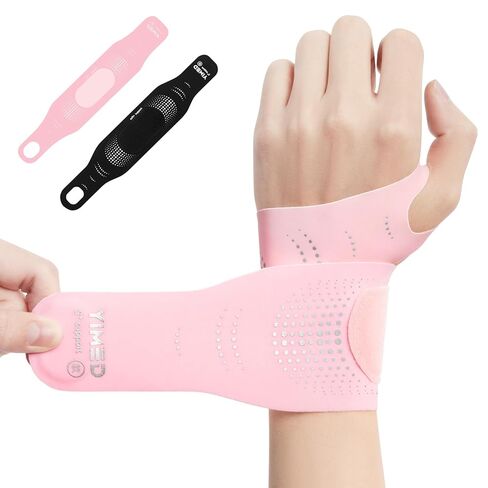 Ultra-Thin Wrist Brace Support for Carpal Tunnel, Wrist Brace for TFCC Tears, Elastic Wrist Wraps for Sports Work Typing Sleeping, Wrist Straps for Weightlifting, Golf, Tendonitis, Arthritis (Pink) in Saudi Arabia