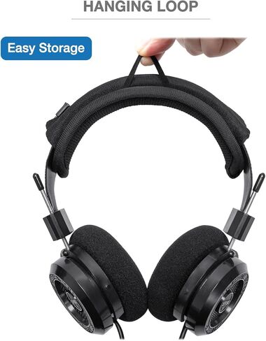 غطاء وسادة عصابة الرأس متوافق مع سماعات Grado SR60x، SR80x، SR60e، SR80e، SR60i، SR80i، SR60، SR80، وسادة ناعمة بسمك 6 مم، بدون سحاب متذبذب، مع حلقة تعليق in Kuwait