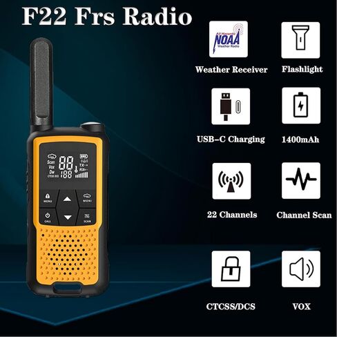 Walkie Talkie Long Range 22 Channels FRS Radio Rechargeable Walkie Talkies for Family Outdoor Camping (2 Pack, Orange) in Saudi Arabia