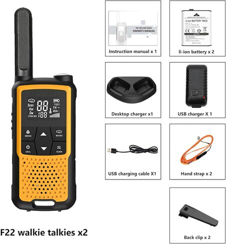 Walkie Talkie Long Range 22 Channels FRS Radio Rechargeable Walkie Talkies for Family Outdoor Camping (2 Pack, Orange) in Saudi Arabia