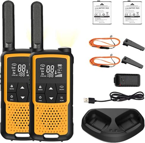 Walkie Talkie Long Range 22 Channels FRS Radio Rechargeable Walkie Talkies for Family Outdoor Camping (2 Pack, Orange) in Saudi Arabia
