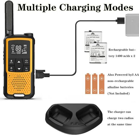 Walkie Talkie Long Range 22 Channels FRS Radio Rechargeable Walkie Talkies for Family Outdoor Camping (2 Pack, Orange) in Saudi Arabia