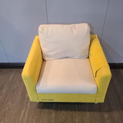 Zoryspha Sofas - أريكة مفردة باللونين الأصفر والأبيض، ناعمة ومريحة، مثالية للشقق الصغيرة in Kuwait