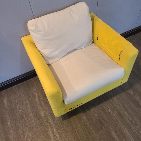Zoryspha Sofas - أريكة مفردة باللونين الأصفر والأبيض، ناعمة ومريحة، مثالية للشقق الصغيرة in Kuwait