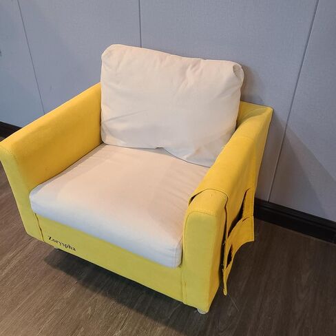 Zoryspha Sofas - أريكة مفردة باللونين الأصفر والأبيض، ناعمة ومريحة، مثالية للشقق الصغيرة in Kuwait