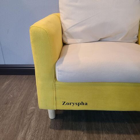 Zoryspha Sofas - أريكة مفردة باللونين الأصفر والأبيض، ناعمة ومريحة، مثالية للشقق الصغيرة in Kuwait