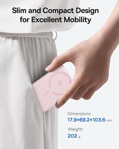 Baseus Picogo Magsafe Portable Charger for MagSafe Portable Charger Qi2 Certified 15W Wireless Magnetic Power Bank 10000mAh with USB-C Cable in Saudi Arabia