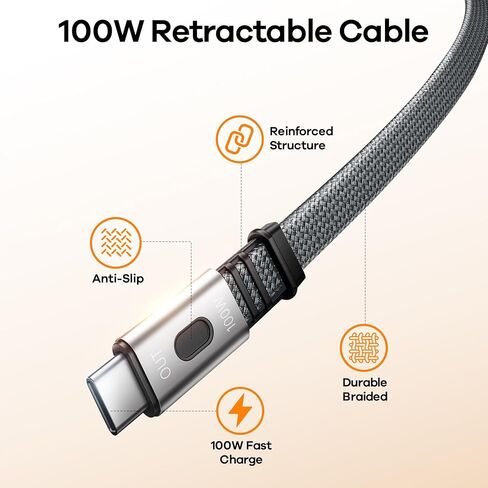 بنك الطاقة REWONDER 100 واط للشحن السريع بقدرة 20000 مللي أمبير في الساعة مع كابل USB-C مدمج قابل للسحب، شاحن محمول لأجهزة الكمبيوتر المحمول MacBook وسلسلة iPhone 17/16 وSamsung وTSA معتمد للسفر الجوي in Kuwait