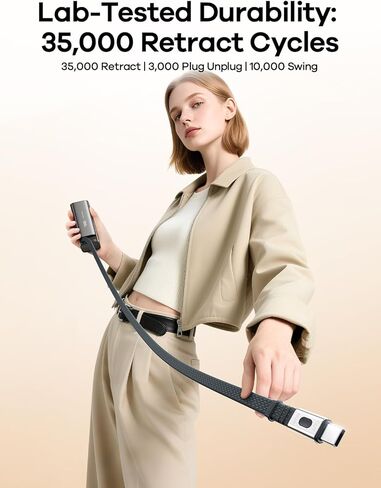 بنك الطاقة REWONDER 100 واط للشحن السريع بقدرة 20000 مللي أمبير في الساعة مع كابل USB-C مدمج قابل للسحب، شاحن محمول لأجهزة الكمبيوتر المحمول MacBook وسلسلة iPhone 17/16 وSamsung وTSA معتمد للسفر الجوي in Kuwait