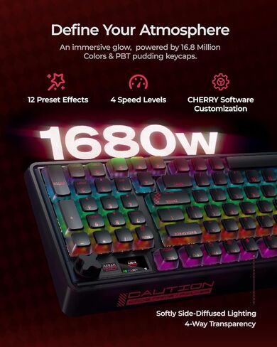 لوحة مفاتيح ميكانيكية للألعاب الرياضية Cherry x PIXIU 98 8 كيلو هرتز، استقصاء 8000 هرتز، مفاتيح MX2A حمراء، بلوتوث ثلاثي الوضع/2.4 جيجا/USB-C سلكي، لوحة مفاتيح مخصصة ذات حشية قابلة للتبديل مع مقبض، PBT، إضاءة خلفية RGB in Kuwait