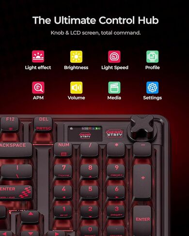 لوحة مفاتيح ميكانيكية للألعاب الرياضية Cherry x PIXIU 98 8 كيلو هرتز، استقصاء 8000 هرتز، مفاتيح MX2A حمراء، بلوتوث ثلاثي الوضع/2.4 جيجا/USB-C سلكي، لوحة مفاتيح مخصصة ذات حشية قابلة للتبديل مع مقبض، PBT، إضاءة خلفية RGB in Kuwait