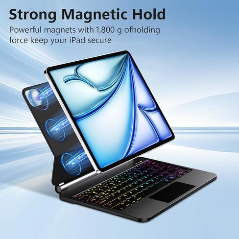 Keyboard Case for iPad Air 11-inch (M3 2025 / M2 2024) & iPad Pro 11 inch(1st/2nd/3rd/4th Generation)，Magic Magnetic Backlit Keyboard Case with Multi-Touch Trackpad- Easy-Set Floating Cantilever Stand in Saudi Arabia