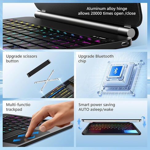 Keyboard Case for iPad Air 11-inch (M3 2025 / M2 2024) & iPad Pro 11 inch(1st/2nd/3rd/4th Generation)，Magic Magnetic Backlit Keyboard Case with Multi-Touch Trackpad- Easy-Set Floating Cantilever Stand in Saudi Arabia